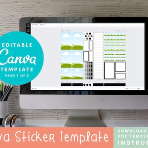 Canva Sticker Template for Cricut, Printable Happy Planner Stickers, Editable Canva Template, Canva Template Planner Stickers Printable