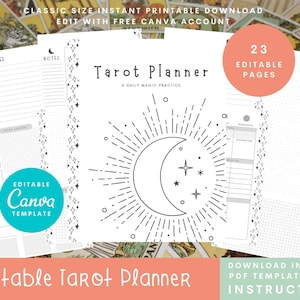 Printable Tarot Journal, PDF, Digital Planner, Faith Journaling Supplies, Pagan Planner, Wiccan, Tarot Card Planner image 1