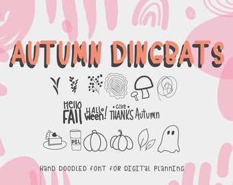 Handwritten Font, Digital Planning Fonts, Digital Planner, Dingbat Font, Digital Planning, Doodle Font, Digital Hand Lettering, Autumn Font