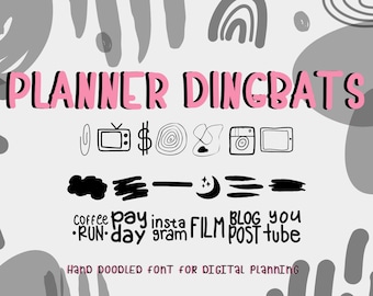 Handwritten Font, Digital Planning Fonts, Digital Planner, Dingbat Font, Digital Planning, Doodle Font, Digital Hand Lettering,