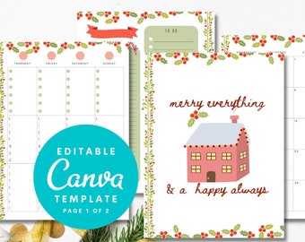 Classic Happy Planner Inserts, Christmas Planner Inserts, Canva Template, Happy Planner Printable, Weekly, Monthly, Daily Inserts,