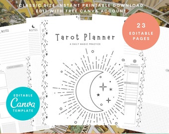 Printable Tarot Journal, PDF, Digital Planner, Faith Journaling Supplies, Pagan Planner, Wiccan, Tarot Card Planner