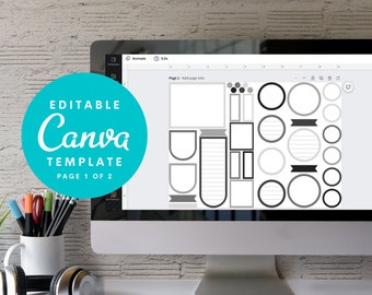 Canva Sticker Template for Cricut, Printable Planner Stickers, Editable Canva Planner Template, Canva Template Planner Stickers Printable