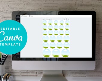 Canva Sticker Template for Cricut, Printable Planner Stickers, Editable Canva Planner Template, Canva Template Planner Stickers Printable