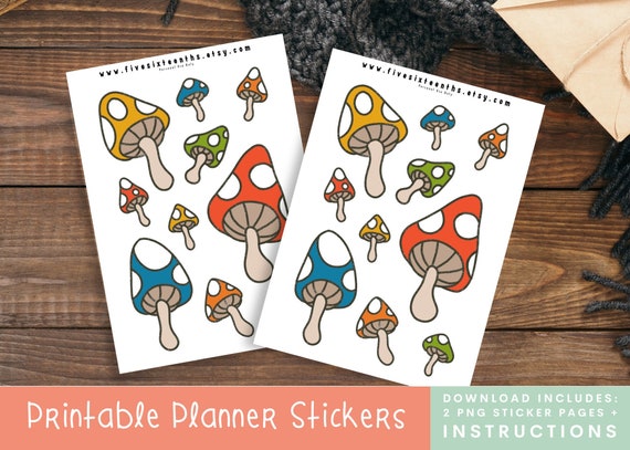 Cottagecore Sticker Sheet Printable, Digital Planner Stickers Bundle, Cricut  Sticker Sheet, Stickers Download, Witchy Stickers, Mushroom 