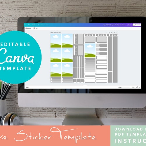 Canva Sticker Template for Cricut Printable Planner Stickers Etsy