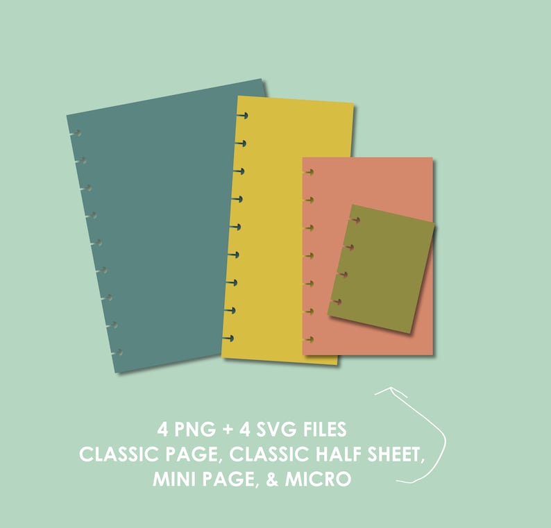 DIY Disc Bound Planner Page Templates Classic Page, Classic Half Sheet, Mini, & Micro Pages Cricut and Silhouette Files Included image 2