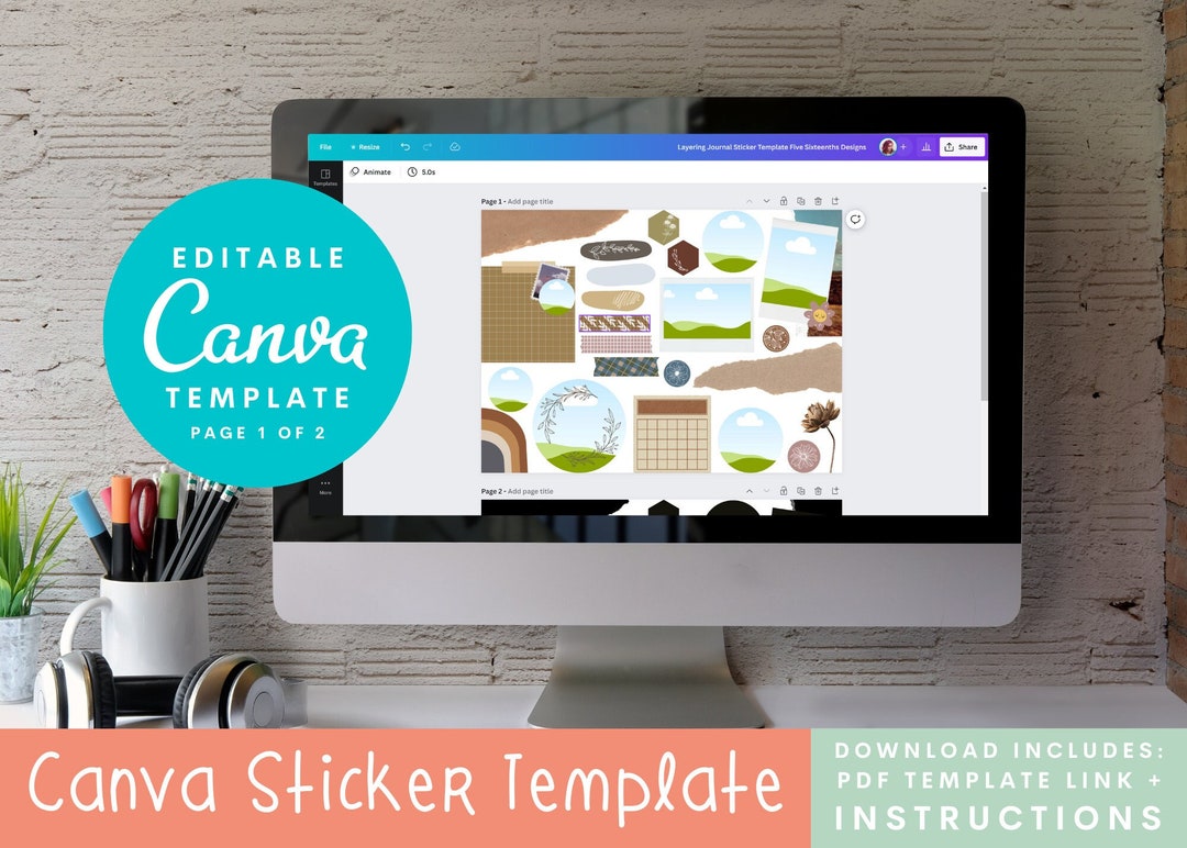 Canva Sticker Template for Cricut Printable Planner Stickers Etsy