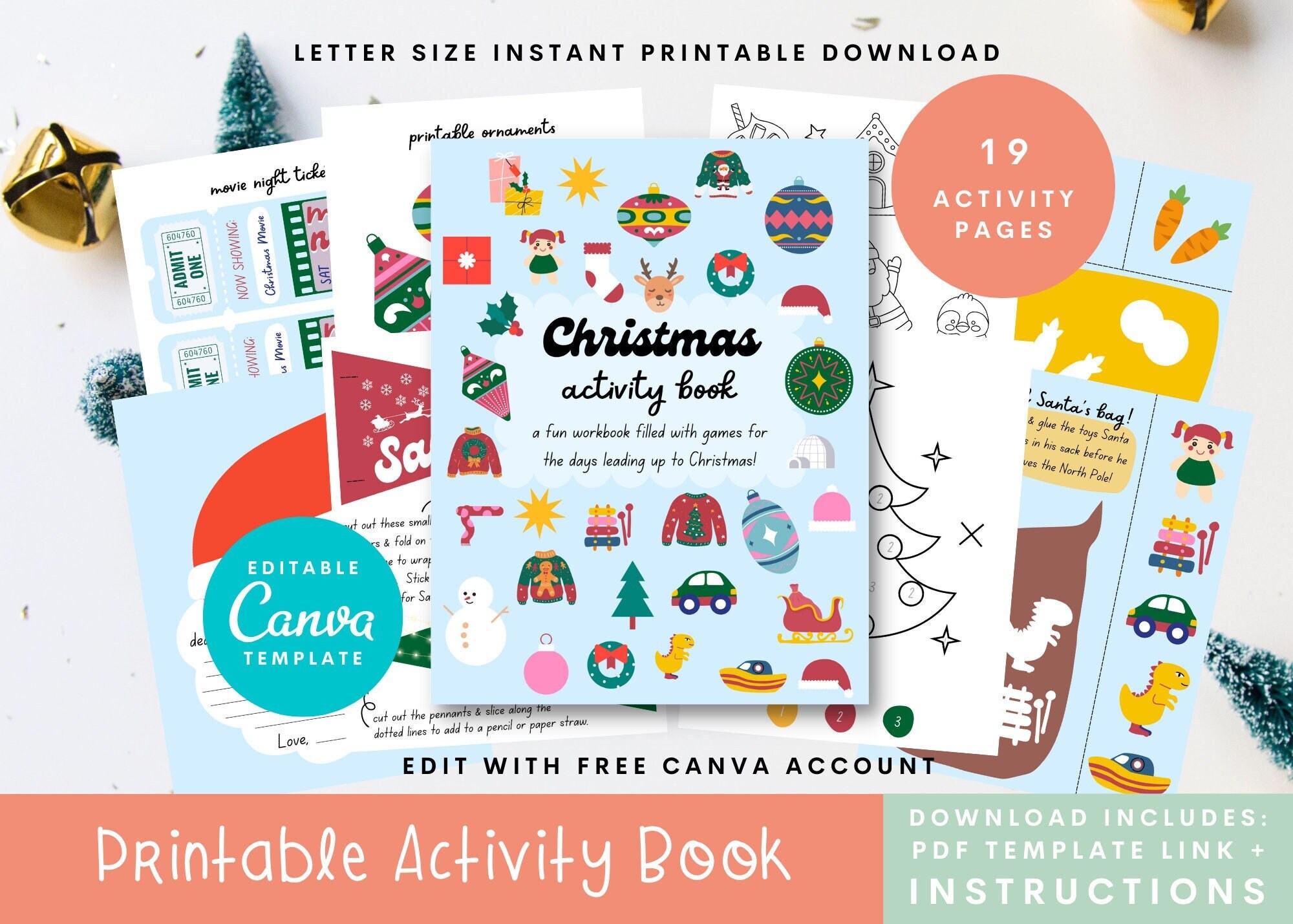 christmas-activity-book-printable-for-kids-pdf-christmas-eve-activities-canva-booklet-template-canva-template-canva-christmas-etsy
