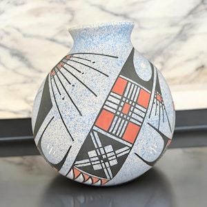 Mata Ortiz Pottery - Speckled Blue - Yolanda Pedragón // Signed Piece