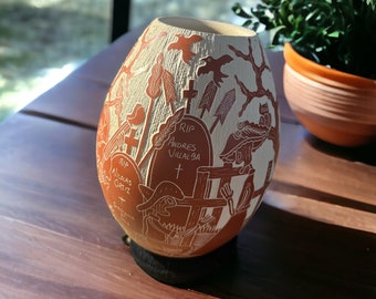 Mata Ortiz Pottery - Cemetery Scene - Hilario Quezada Jr / Signed