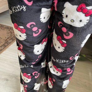 Hello Kitty Cute Couple Pyjamas, Pyjama Pants Bottoms Sanrio Gift For Her Pyjamas Womens Pants, Gift for her, Y2k pants, Baggy pants Black