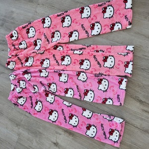 Hello Kitty Linda Pareja Pijamas, Pantalones de Pijama Fondos Sanrio Regalo para ella Pijamas Pantalones de Mujer, Regalo para ella, Pantalones Y2k, Pantalones Baggy imagen 1