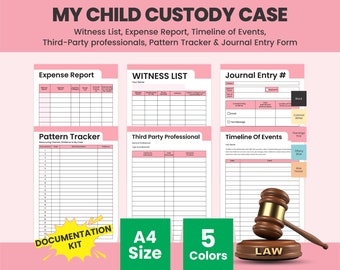 Printable Single Parent Child Custody Case Planner Visitation Binder Co Parenting Documentation Kit  Joint Divorce Preparation Journal
