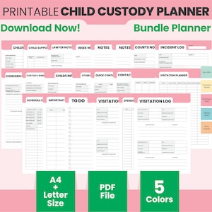 Printable Child Custody Planner: Visitation Binder, Divorce Journal (PDF)