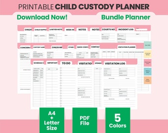 Printable Co-Parenting Child Custody Planner, Visitation Binder Digital Divorce Preparation Journal Single Parent Custody Joint Calendar