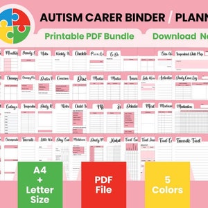 Planificador de autismo imprimible Planificador de niños autistas Carpeta de atención del autismo Planificador para padres de niños autistas, Carpeta de anuncios para niños, Hoja para niños pequeños, Necesidades especiales