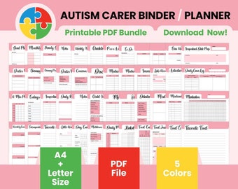 Printable Autism Planner Autistic Child Planner Autism Care Binder Autism Parent Planner, Ads Children Binder, Toddler Sheet, Special Needs