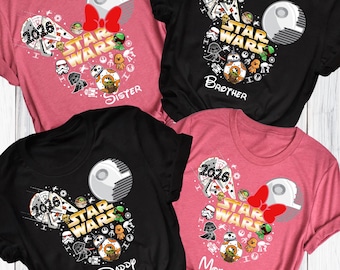 Custom Disney Star Wars 2026 Trip  Shirts, Disney Star Wars Mickey Ear Shirt, Disney Family Shirts, Star Wars Shirts, Disney Couple Shirts