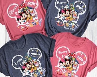 Camisetas personalizadas para vacaciones familiares en Disney World 2026, Camiseta para viaje familiar a Disney, Camisetas a juego para viaje a Disney, Camisetas para el grupo familiar de Disneyland,