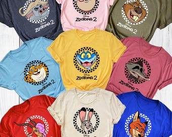 Disney Zootopia 2 All Characters Family Trip Shirts, Disneyland Zootopia Matching Group Shirt, Disneyworld Vacation Face Inspired T-shirts,