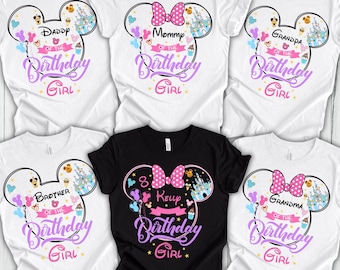 Custom Disney Birthday Girl Shirt, Disney Birthday Family Shirt, Disneyland Birthday Shirt, Disneyworld Birthday Party Shirt, Birthday Shirt