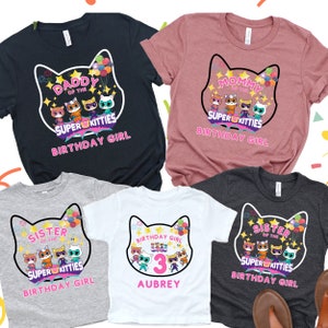 Custom Super Kitties Birthday Girl Shirt, Super Kitties Family Birthday Shirt, Super Kitties Family Matching Shirt, Birthday Girl Shirt