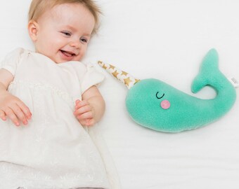 Narwhal Baby Toy, New Baby Gift, Nautical Toy, Narwhal Softie for Kids, Ocean Nursery, Aqua Nursery, Heirloom Toy