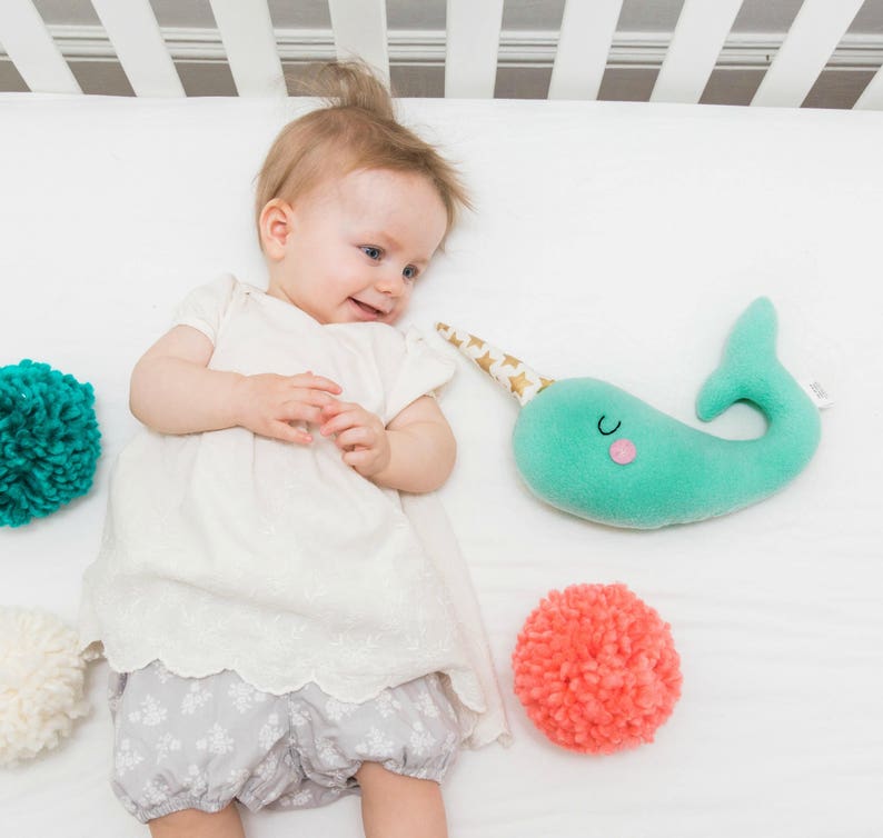 Narwhal Baby Toy, New Baby Gift, Nautical Toy, Narwhal Softie for Kids, Ocean Nursery, Aqua Nursery, Heirloom Toy image 3