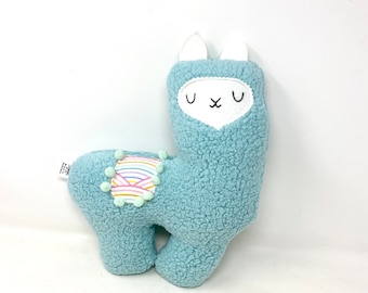Mint Stuffed Llama, Llama Stuffie, Plush Llama, Llama Toy, Mushroom Print