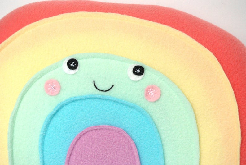 Pastel Rainbow Pillow, Kids Pillow, Nursery Decor, Rainbow Softie, Plush Rainbow, Photo Prop image 4