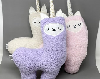 Lilac Llamacorn- Stuffed Llama, Plush Llama, Llama Stuffie, Llama Baby Toy