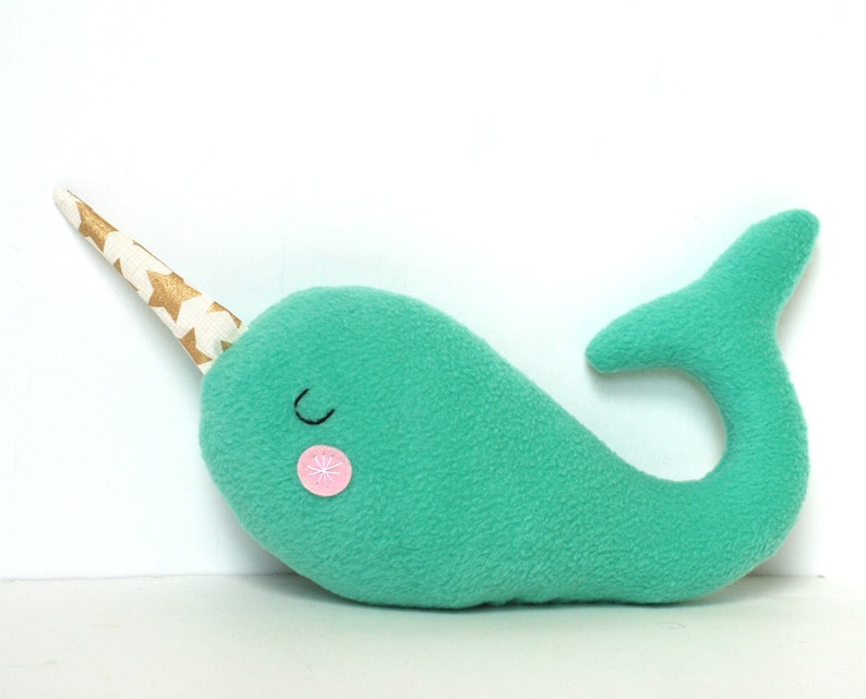 Narwhal Baby Toy, New Baby Gift, Nautical Toy, Narwhal Softie for Kids, Ocean Nursery, Aqua Nursery, Heirloom Toy image 2