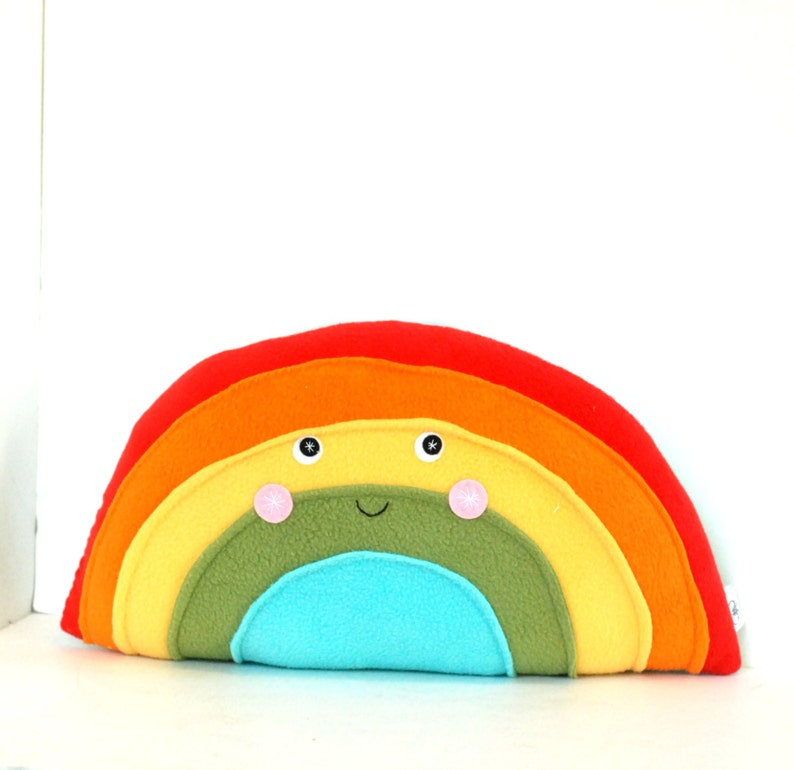 Plush Rainbow Pillow for Nursery or Kids Room Decor Kawaii Plush Softie image 2