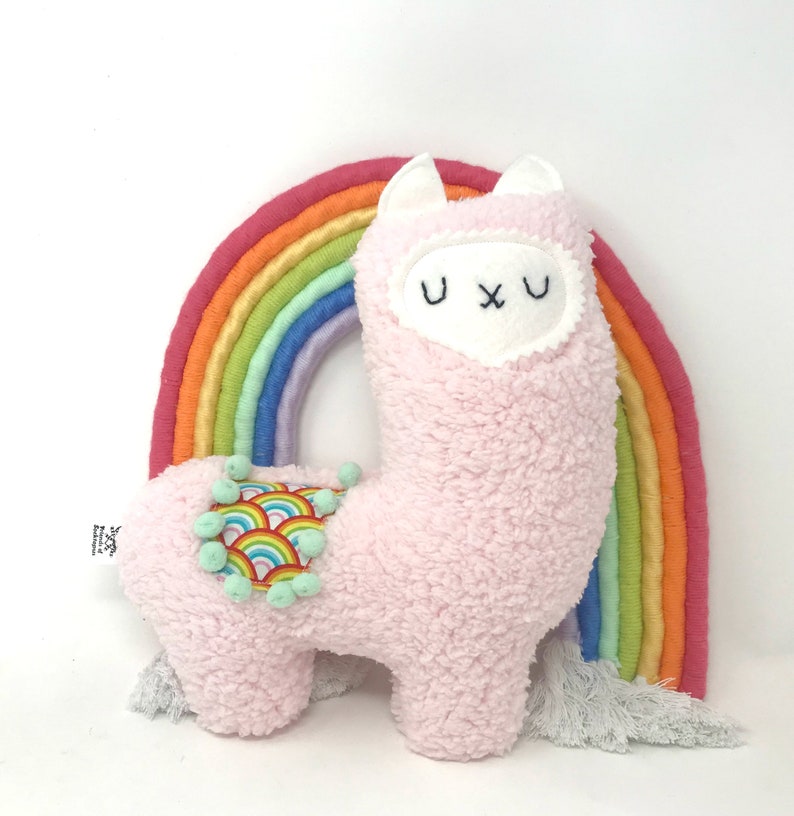 Rainbow Stuffed Llama Llama Stuffie Plush Llama Llama Toy Etsy