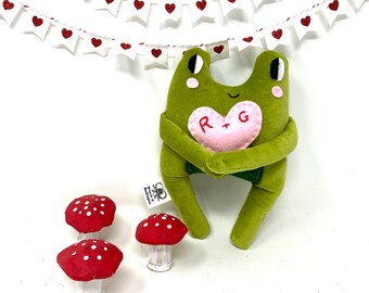 Personalized Valentine's Day Gift Plush Frog with Embroidered Heart