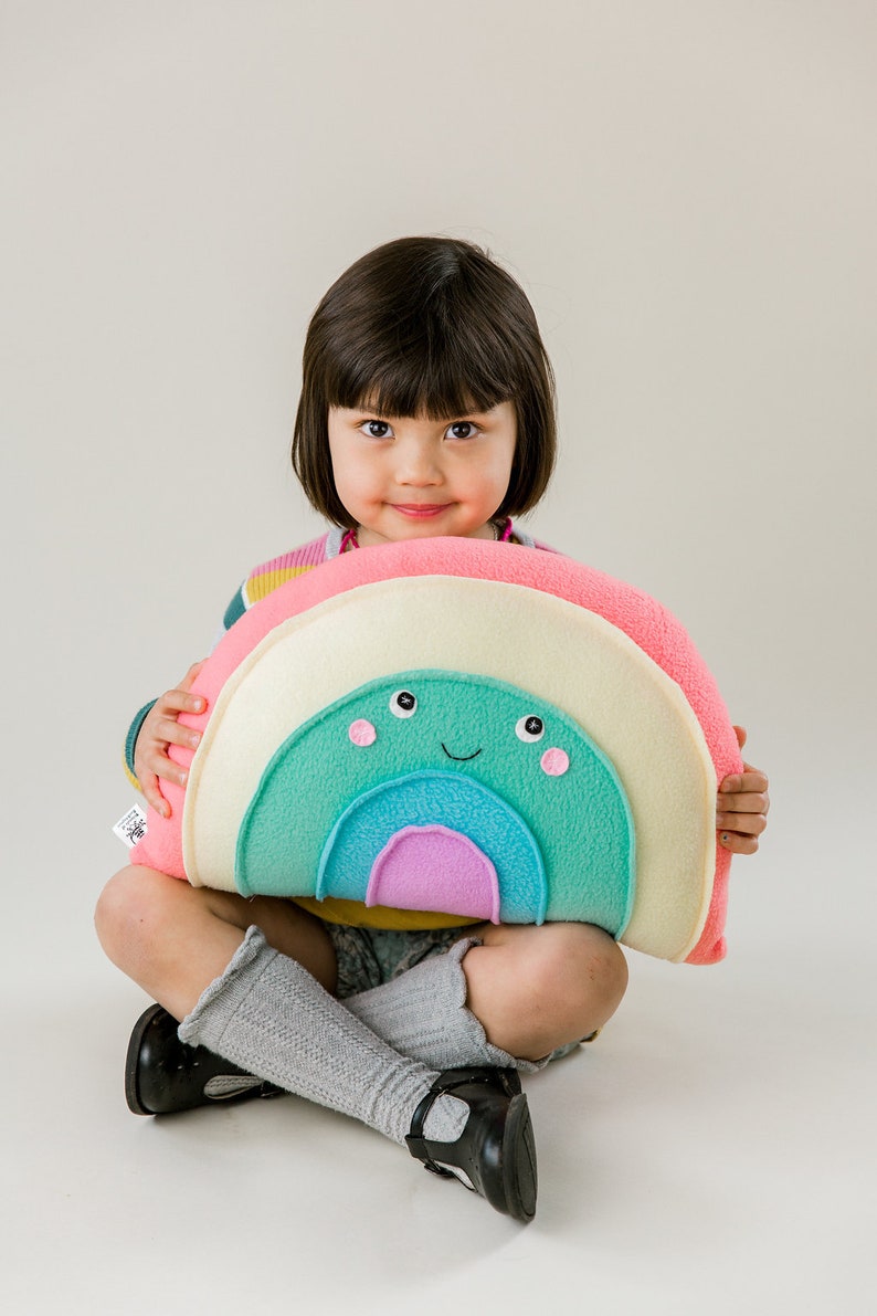 Pastel Rainbow Pillow, Kids Pillow, Nursery Decor, Rainbow Softie, Plush Rainbow, Photo Prop image 1