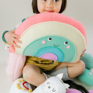 Pastel Rainbow Pillow, Kids Pillow, Nursery Decor, Rainbow Softie, Plush Rainbow, Photo Prop image 6
