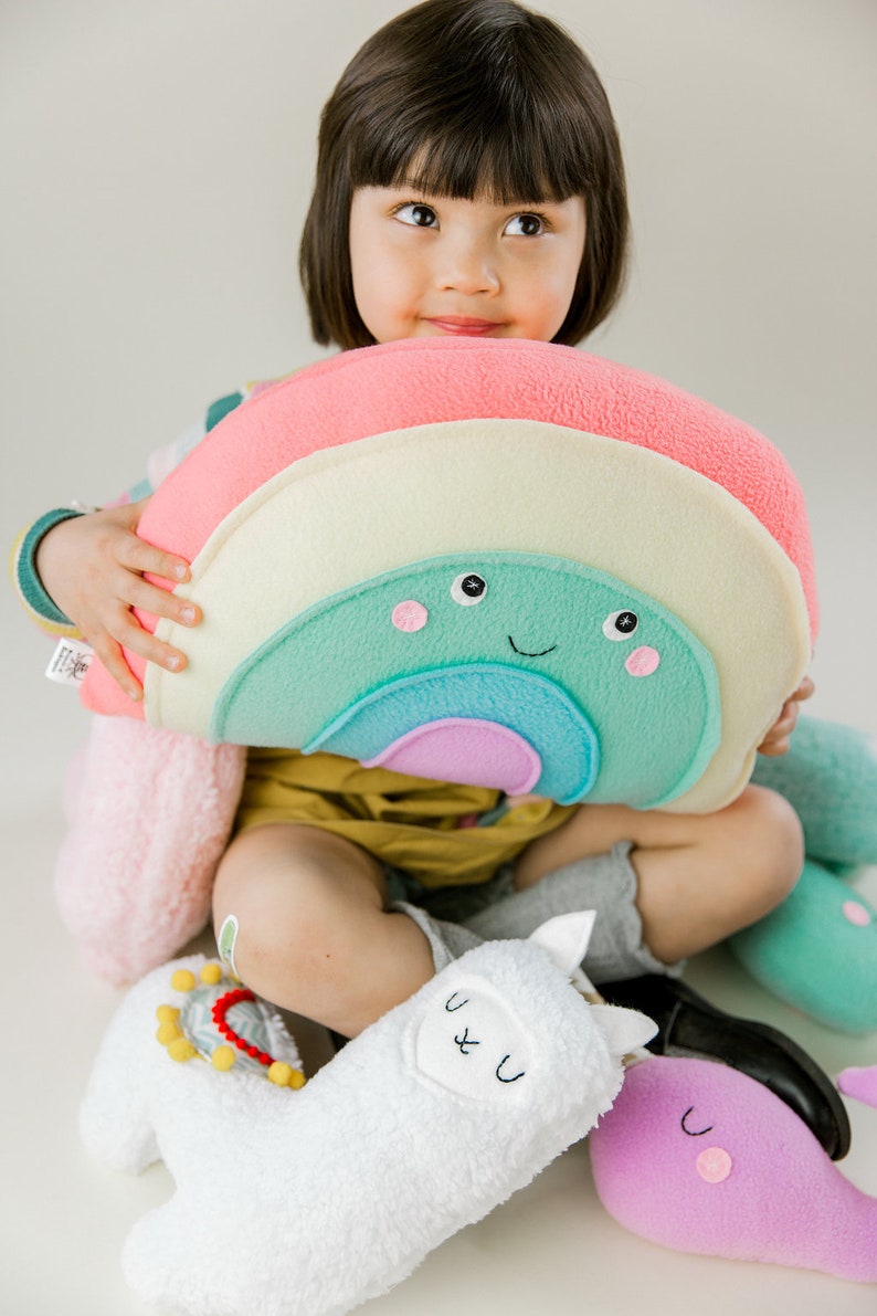 Pastel Rainbow Pillow, Kids Pillow, Nursery Decor, Rainbow Softie, Plush Rainbow, Photo Prop image 6