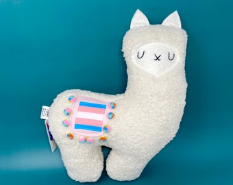 Trans Llama Stuffie Gift for LGBT+ Pride Plushie Transgender Gay