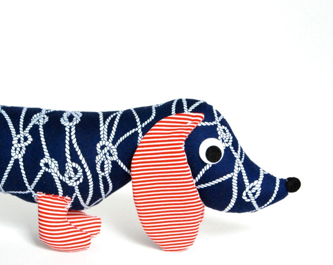 Modern Nautical Toy Nursery Decor Stuffed Animal Plush Wiener Dog TRIP