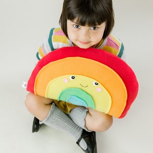 Plush Rainbow Pillow for Nursery or Kids Room Decor Kawaii Plush Softie image 1