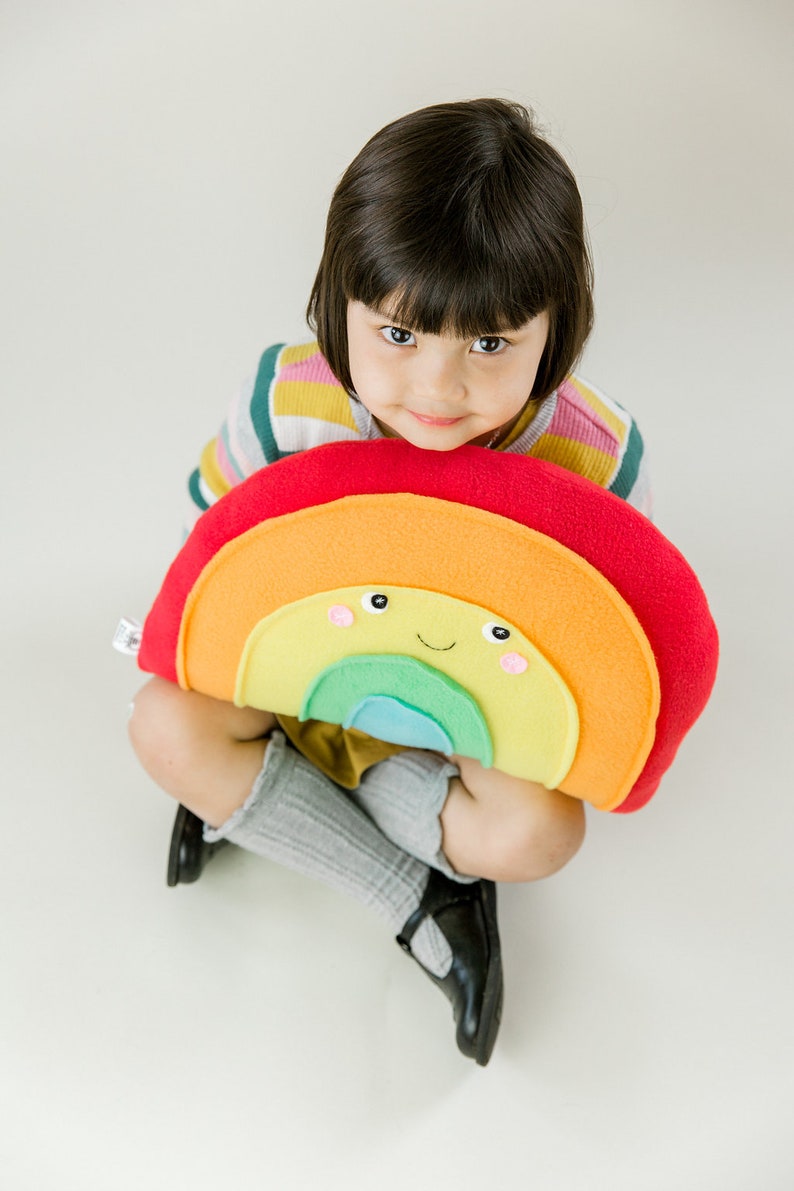 Plush Rainbow Pillow for Nursery or Kids Room Decor Kawaii Plush Softie image 1