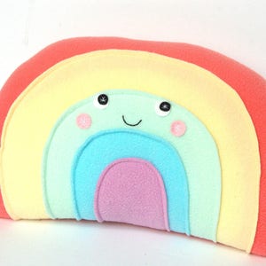 Pastel Rainbow Pillow, Kids Pillow, Nursery Decor, Rainbow Softie, Plush Rainbow, Photo Prop image 3