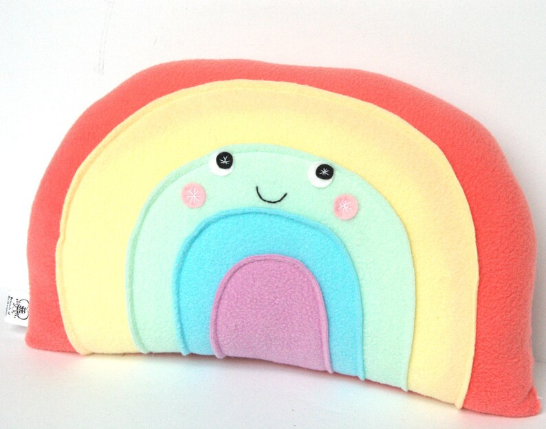 Pastel Rainbow Pillow, Kids Pillow, Nursery Decor, Rainbow Softie, Plush Rainbow, Photo Prop image 3