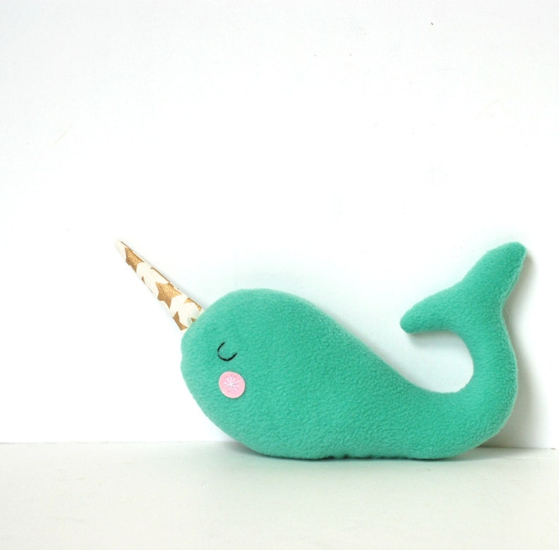 Narwhal Baby Toy, New Baby Gift, Nautical Toy, Narwhal Softie for Kids, Ocean Nursery, Aqua Nursery, Heirloom Toy image 4