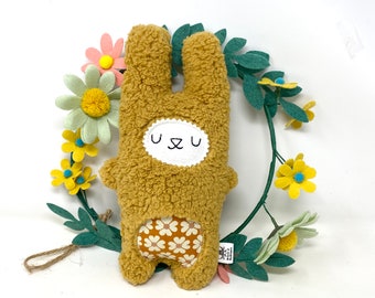 Bunny Plush, Stuffed Rabbit, Bunny Stuffie, Yellow Fleece