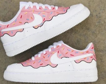 Custom Hand-Painted Air Force 1 Sneakers: Donut Design