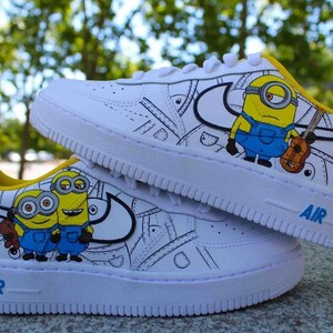custom hand painted air force1.Minions cartoons street style anime wedding shoes trendy trainers high fashion sneakers