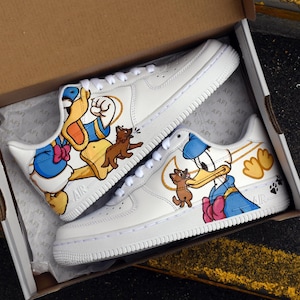 custom hand painted air force1.af1  Donald Duck cartoons street style anime wedding shoes trendy trainers high fashion sneakers schuh